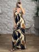 GLOW Viscose HalterNeck EarthTones Maxi Dress/Navy Blue