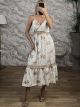 Embroidered WrapTop Midi Dress-18134/Ecru