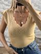 Embroidered Knitted Top-1646/Beige