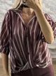 KnotTied Stripes Shirt-6036/Burgundy