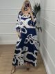 Maxi Satin Tunik Dress-2/Navy Blue