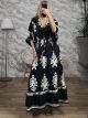 Boho Print Maxi Dress-1018/Black&White