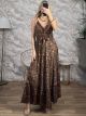 Silk Boho Maxi Dress-4624/Chocolat