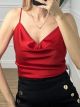 Drape Satin Top/Red