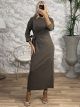 Casual Bow Maxi Dress-5731/Choco