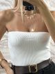 Strapless Knitted Top-8101/White