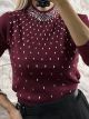 Rhombus Strass Top/Burgundy