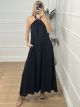 OpenBack Golden Detail Dress/Black