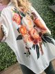 Linen Print Long Shirt/Bouquet