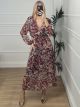 Muslin Floral Ankle Dress-NEW/Burgundy