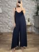 GoldPins Straps Jumpsuit-8939/Navy Blue