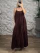 Muslin FrayedEdges Maxi Dress-60064/Chocolat