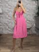 Casual Bow Buttons Dress/Bubble Pink