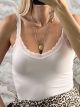 Lace Straps Cotton Top-2075/Light Pink