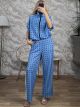 Polka Dot Track Top Viscose Set/Blue