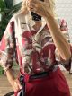 Mao Satin Pattern Shirt/Floral-Beige