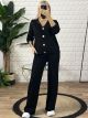 Knitted Buttons Cardigan Set/Black