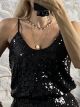 Sequin Lingerie Top/Black