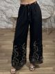 Wide Cotton Pants-2605/Black