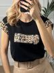 T-shirt Leopard QUEEN/Black