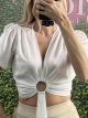 Satin Crop Ring Top/White