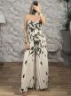 Strapless Leaves Pleated Jumpsuit/Khaki