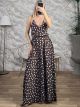 Polka Dot Satin Openback Dress/Chocolat