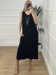 Oversized Necklace Midi Dress/Black