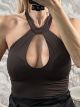 Lycra Elastic CutOut Bust Bodysuit-147612/Chocolat