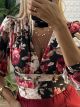 Elastic Bodysuit NEW/Floral Black