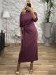 Casual Bow Maxi Dress-5731/Magenta