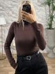 Viscose TurtleNeck Top-3080/Chocolat