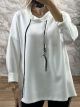 Viscose Hood Double Cord Sweatshirt/White