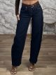 Barrel  SuedeBelt Denim Pants-5185/Dark Blue