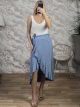 Viscose Ruffle Midi Bow Skirt-20576/Blue