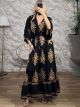 Boho Print Maxi Dress-1018/Black&Camel