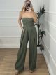 Strapless Belt Jumpsuit/Khaki