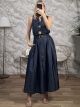 GoldBrooches Semizie Maxi Dress/Dark Blue