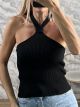 Knitted NeckTie Top-1275/Black