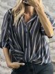 KnotTied Stripes Shirt-6036/Navy Blue