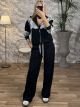 Lace Zipper Tracksuit Set/Black