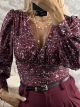 Elastic Bodysuit-Leopard/Burgundy