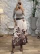 Pleated Floral Midi Skirt/Vanilla