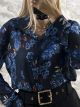 Muslin Shirt Floral-3062/Navy Blue
