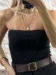 Strapless Knitted Top-8101/Black