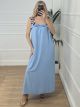 Maxi Leopard Ruffle Dress/Light Blue