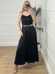 Satin Pleated Dress Belt/Black