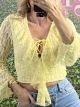 X-Bust Lace Top/Yellow