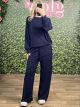 Cotton Wide Pants Set/Navy Blue
