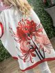 Linen Print Long Shirt/Red Flower